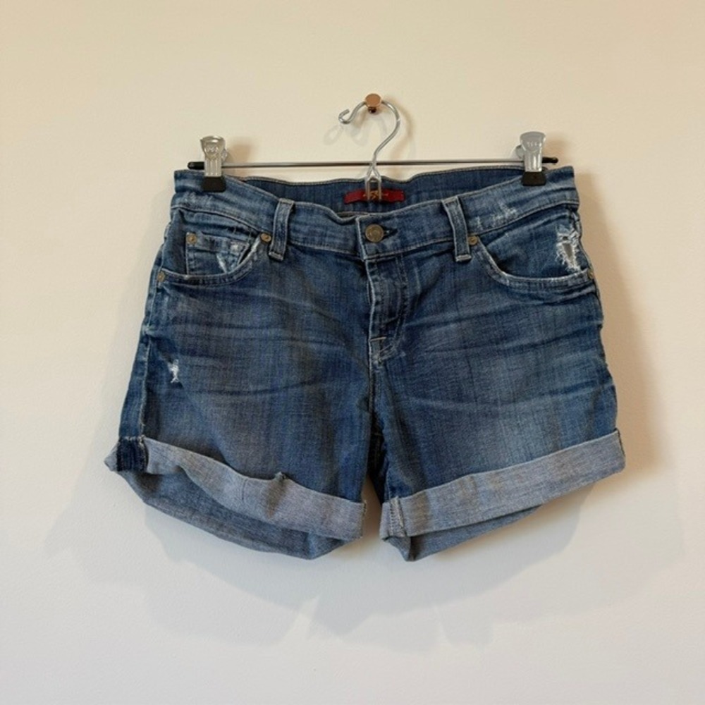 7 For All Mankind Denim Shorts with Cuff Medium Wash Jorts | Size 26